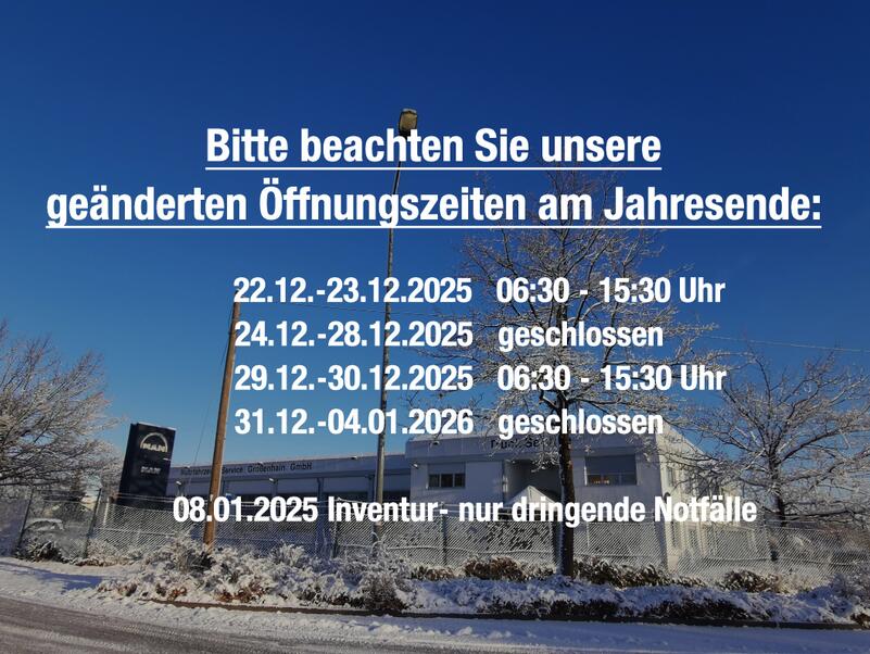 Geänderte Öffnungszeiten zum Jahreswechsel